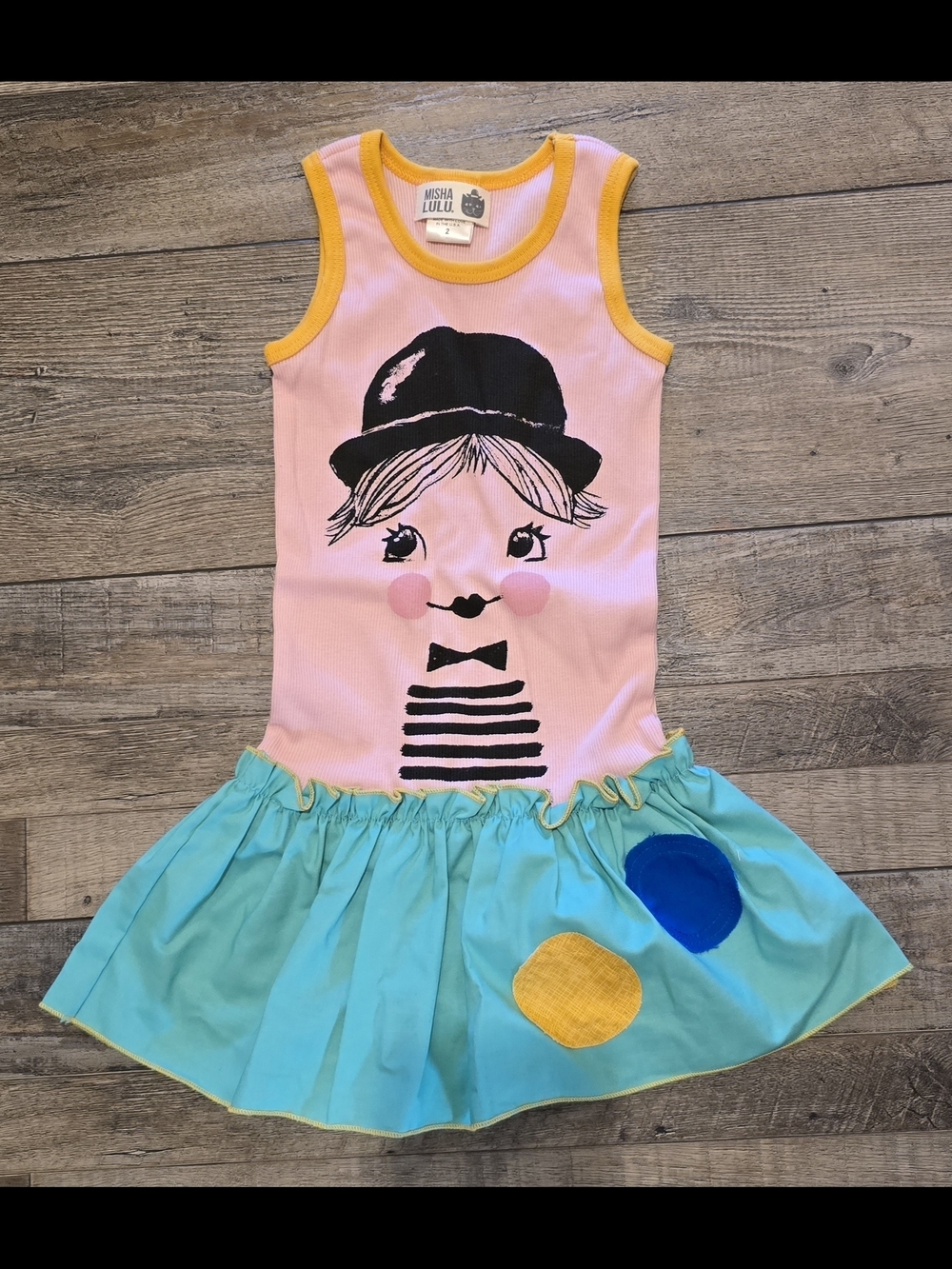 Misha Lulu Nwt Pink & Turquoise Cute Face Tank Dress